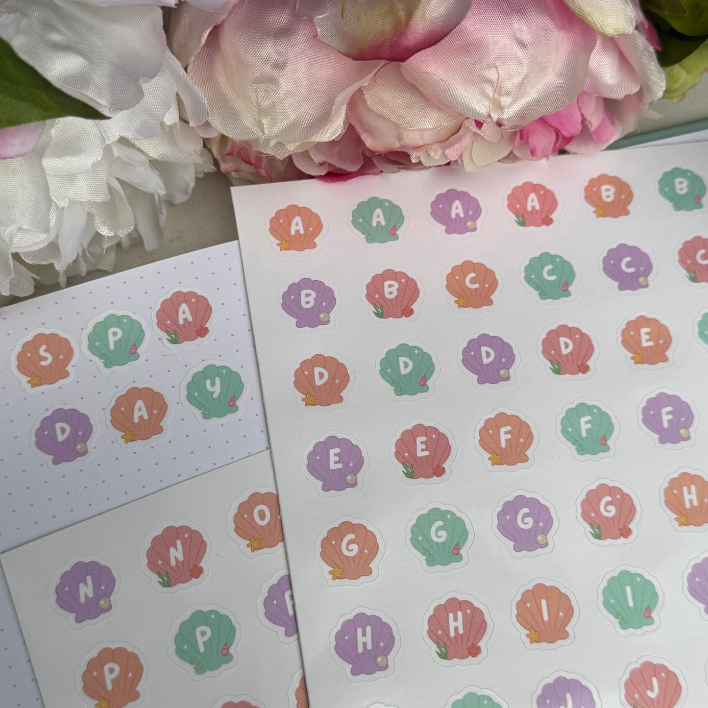 Shell Alphabet Sticker Sheet Set
