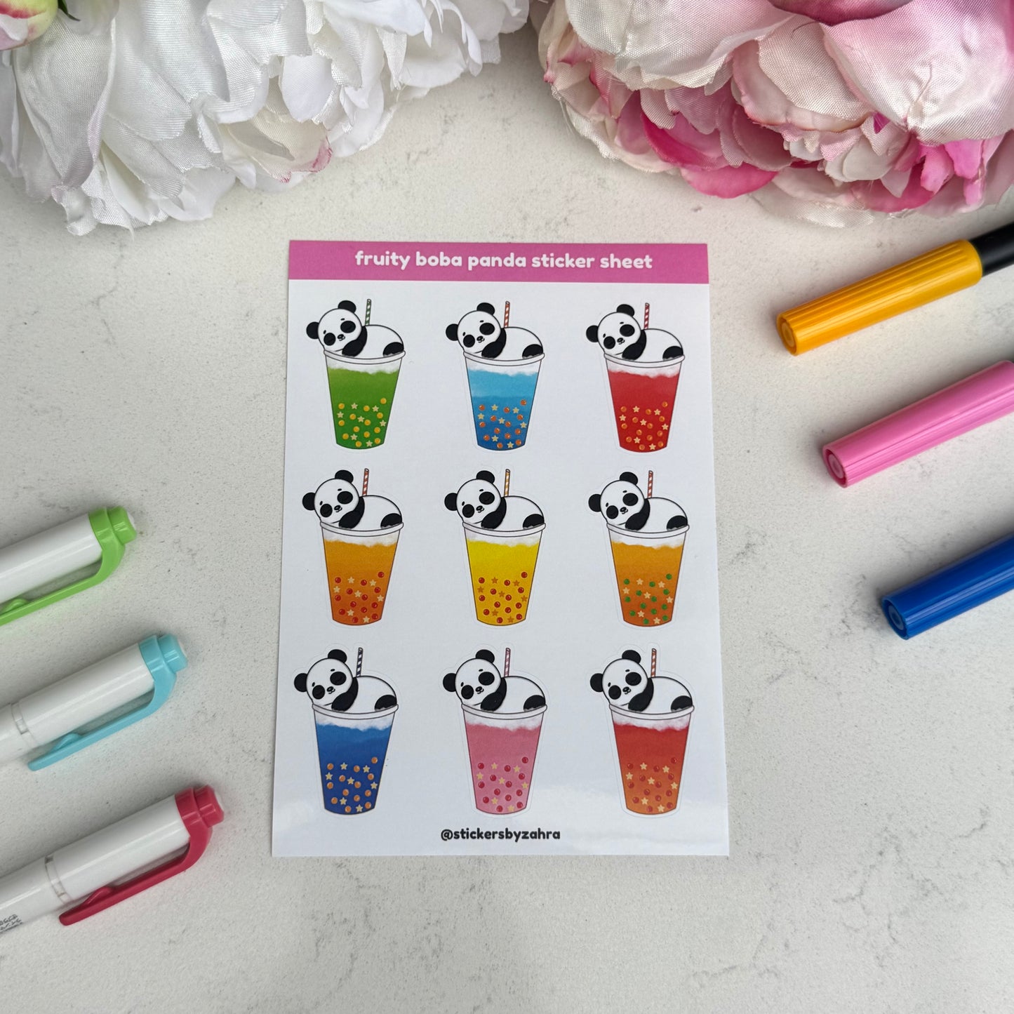 Fruity Boba Panda Sticker Sheet