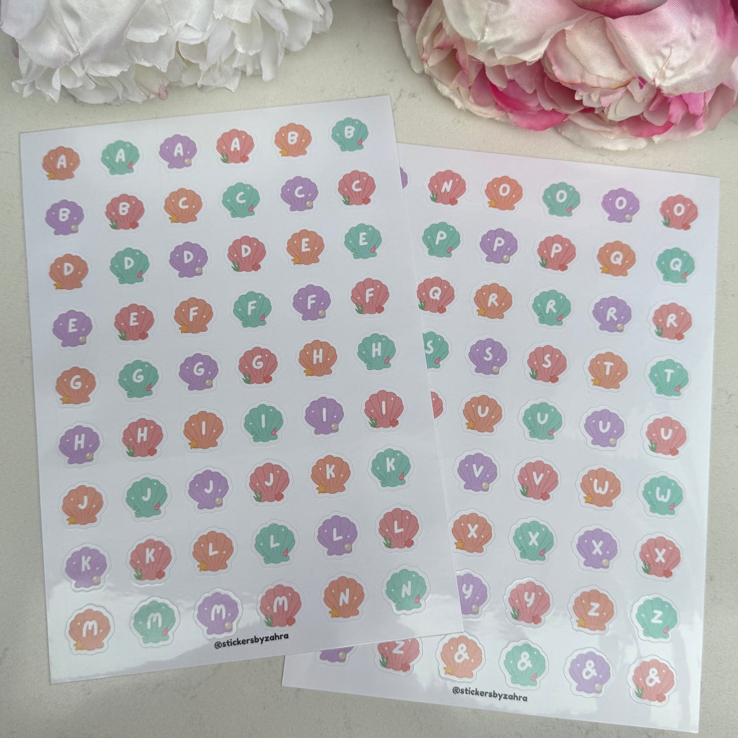 Shell Alphabet Sticker Sheet Set