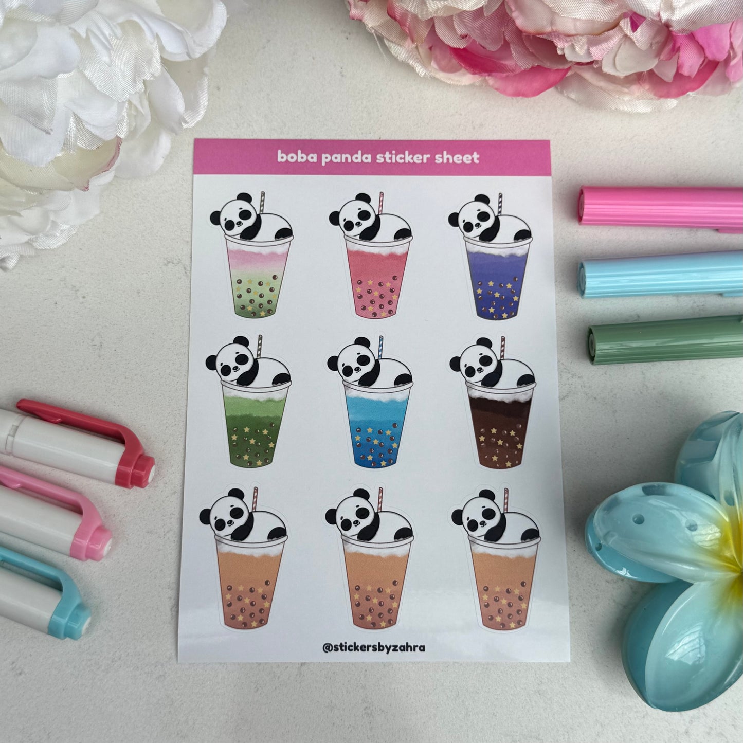 Boba Panda Sticker Sheet