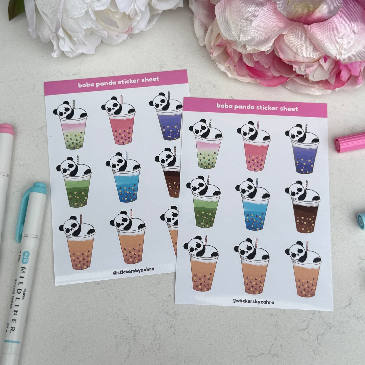 Boba Panda Sticker Sheet
