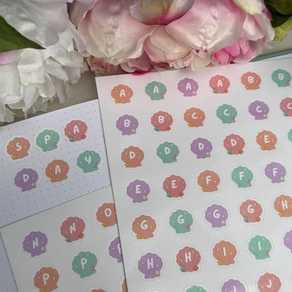 Shell Alphabet Sticker Sheet Set