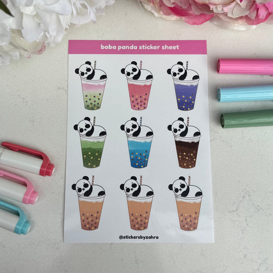Boba Panda Sticker Sheet