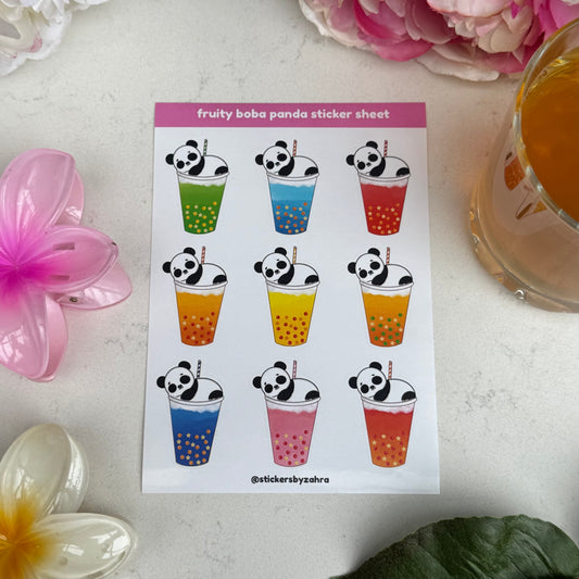 Fruity Boba Panda Sticker Sheet