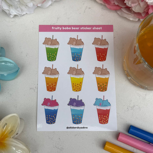 Fruity Boba Bear Sticker Sheet