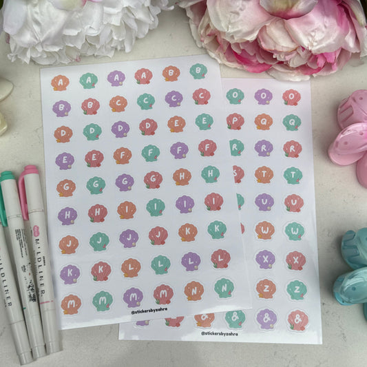 Shell Alphabet Sticker Sheet Set