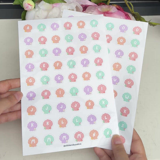 Shell Alphabet Sticker Sheet Set
