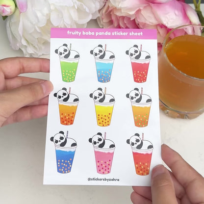 Fruity Boba Panda Sticker Sheet