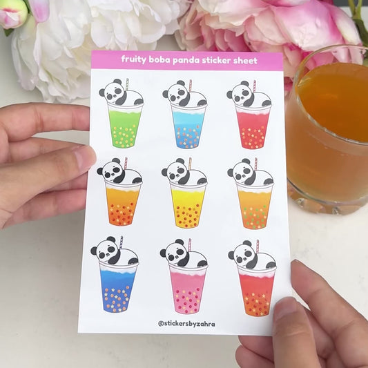 Fruity Boba Panda Sticker Sheet